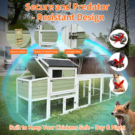 Wooden Chicken Coop, Large Outdoor Hen House with Run and Nesting Box HouseOfZazla