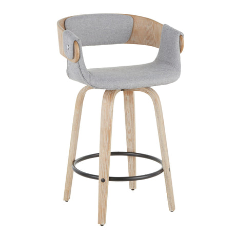 Elisa - Farmhouse Counter Stool (Set of 2) - White Washed / Gray HouseOfZazla
