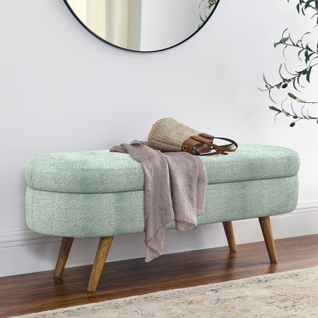 Modern Ottoman Oval Storage Bench With Rubber Wood Legs HouseOfZazla