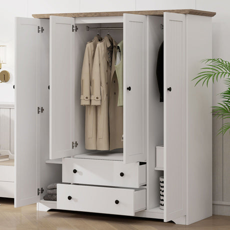 4 Door Wardrobe Armoire With 2 Drawers HouseOfZazla