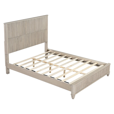 Solid Wood Queen Platform Bed Frame with Tall Headboard HouseOfZazla