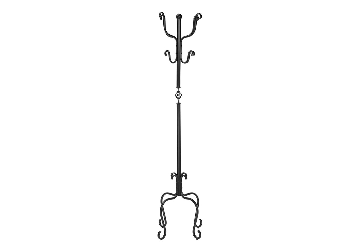 Coat Rack Hall Tree, Free Standing, 8 Hooks, Entryway, Transitional - Black