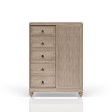 Queen Canopy Bedroom Set With A 2 Drawer Nightstand A Dresser With Poster Mirror And A Door Chest - Sand