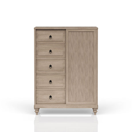 Queen Canopy Bedroom Set With A 2 Drawer Nightstand A Dresser With Poster Mirror And A Door Chest - Sand HouseOfZazla