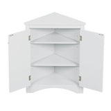 Triangle Bathroom Storage Cabinet With Adjustable Shelves, Freestanding Floor Cabinet For Home Kitchen