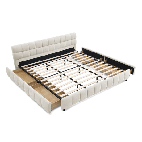Modern Platform Bed Frame With Thick Fabric HouseOfZazla