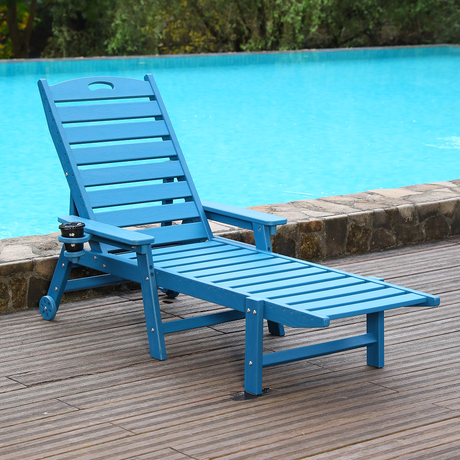 HDPE Chaise Lounge Chair Outdoor with Adjustable Backrest HouseOfZazla