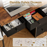 3IngSeagulls Small Computer Desk with 4 Fabric Drawers, Simple Writing Desk for Home Office, Compact Study Desks for Small Spaces, Kids Desk Study for Bedroom, Rustic Brown 3IngSeagulls