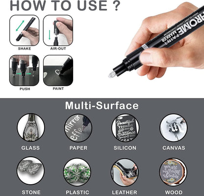 3PK Mirror Chrome Marker Paint Pen for Repairing, Model Painting Permanent Liquid - WoodArtSupply