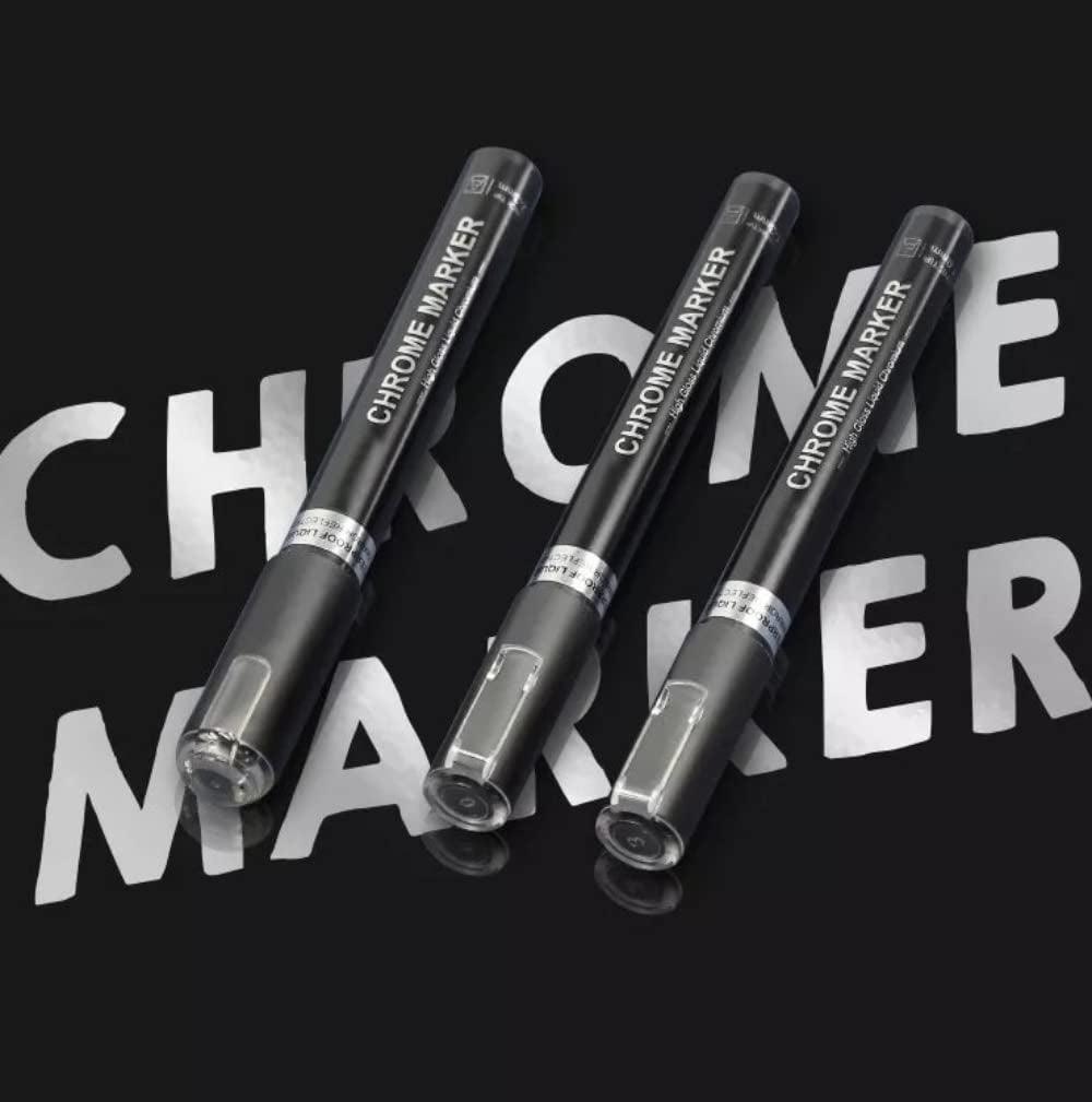 Liquid Mirror Chrome Marker Paint Pen DIY Silver Art Liquid Mirror Chrome Marker  Pen for On Any Surface (0.7 & 3.0mm Dual Tip)