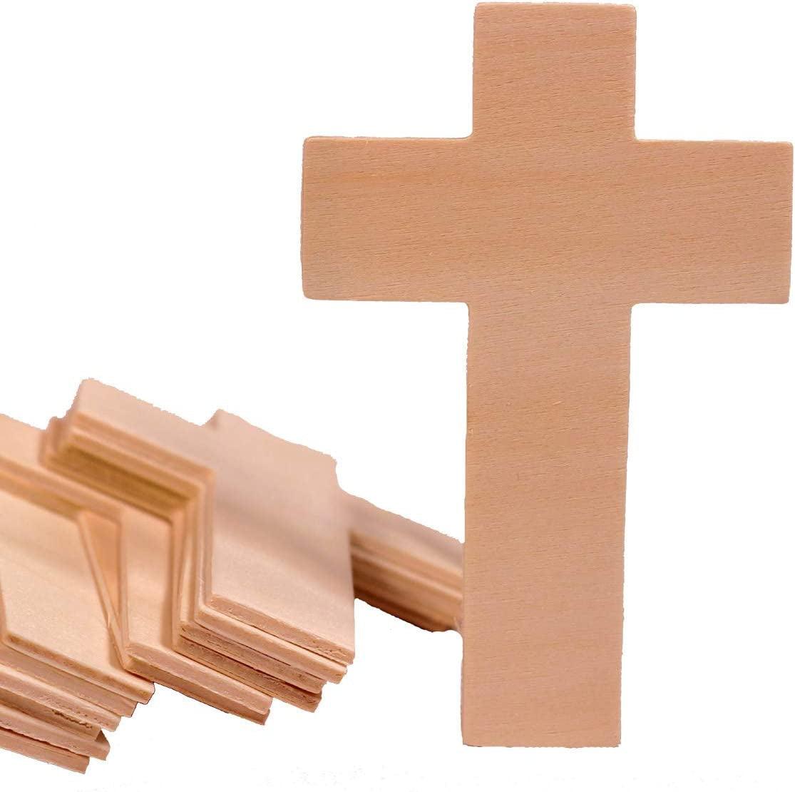 4.25 Inch High Unfinished Wooden Cross Shapes, Pack of 25, Ready to Paint or Decorate - WoodArtSupply