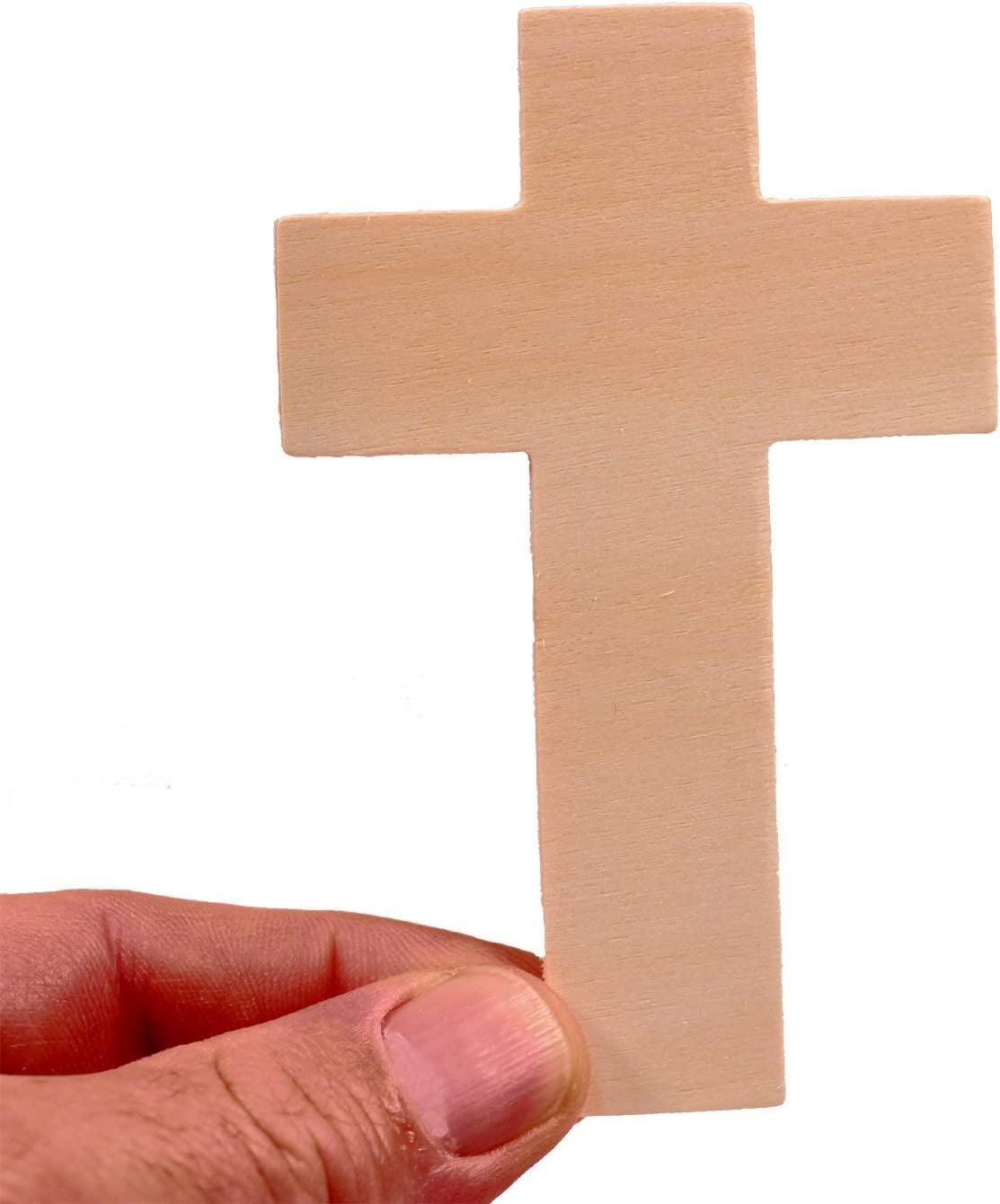 4.25 Inch High Unfinished Wooden Cross Shapes, Pack of 25, Ready to Paint or Decorate WoodArtSupply