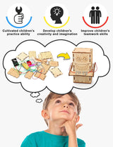 4 in 1 STEM Kit, Wooden Construction Science Projects Mechanical Model Kit, 3D Building Puzzle, DIY Educational Toys WoodArtSupply