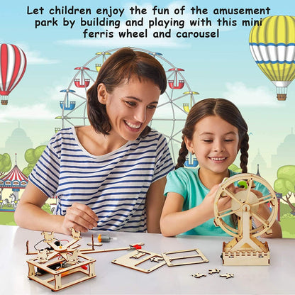 4 in 1 STEM Kit, Wooden Construction Science Projects Mechanical Model Kit, 3D Building Puzzle, DIY Educational Toys - WoodArtSupply