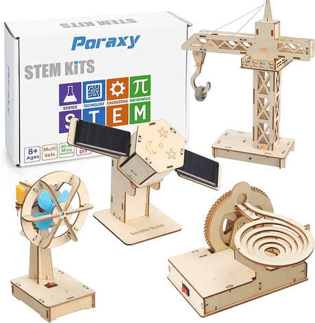 4-in-1 STEM Wooden Puzzle Kits for Kids Age 8-12 - Build & Learn with 3D Models WoodArtSupply