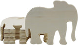 4 Inch Unfinished Wooden Elephant Shapes, Pack of 12, Ready to Paint or Decorate WoodArtSupply