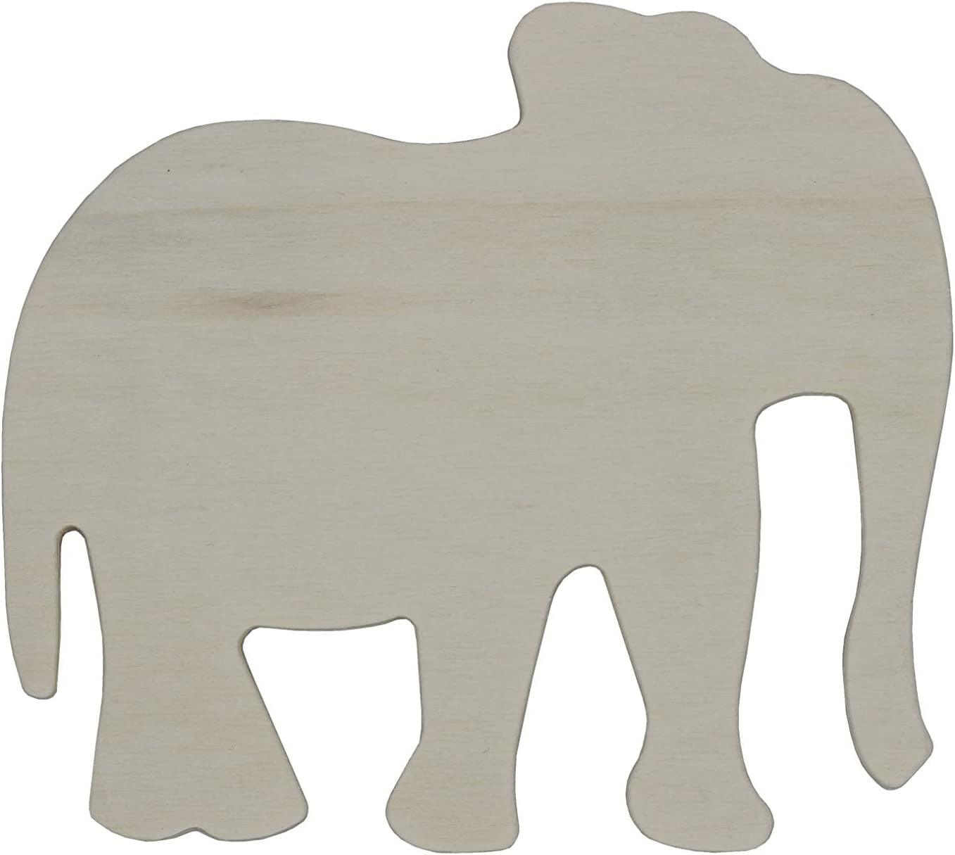 4 Inch Unfinished Wooden Elephant Shapes, Pack of 12, Ready to Paint or Decorate WoodArtSupply