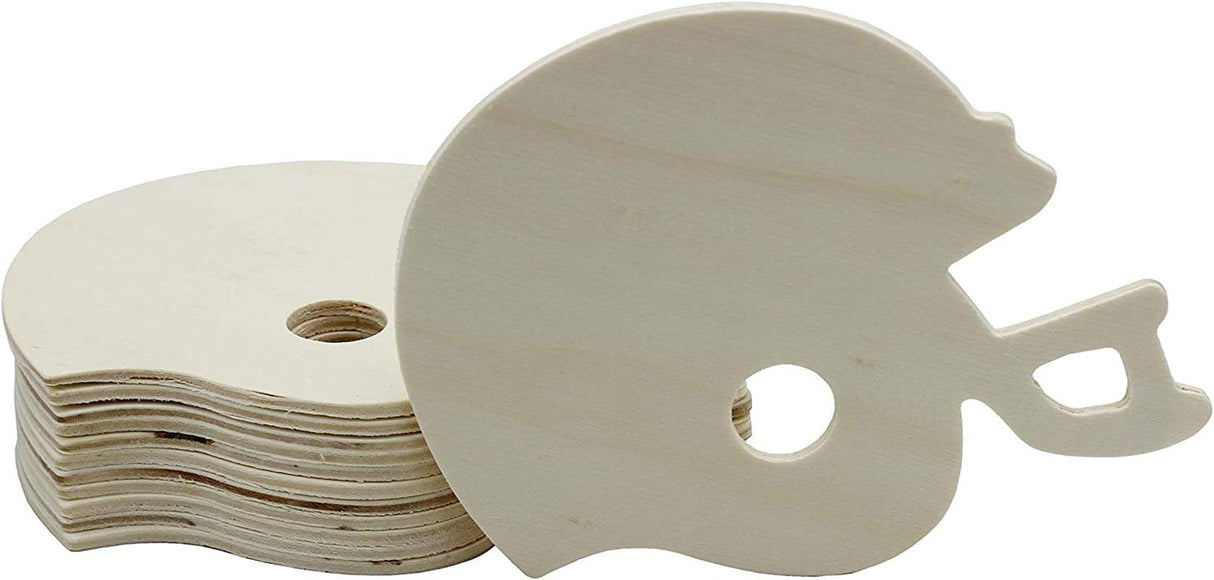 4 Inch Unfinished Wooden Football Helmet Shapes, Pack of 12, Ready to Paint or Decorate WoodArtSupply