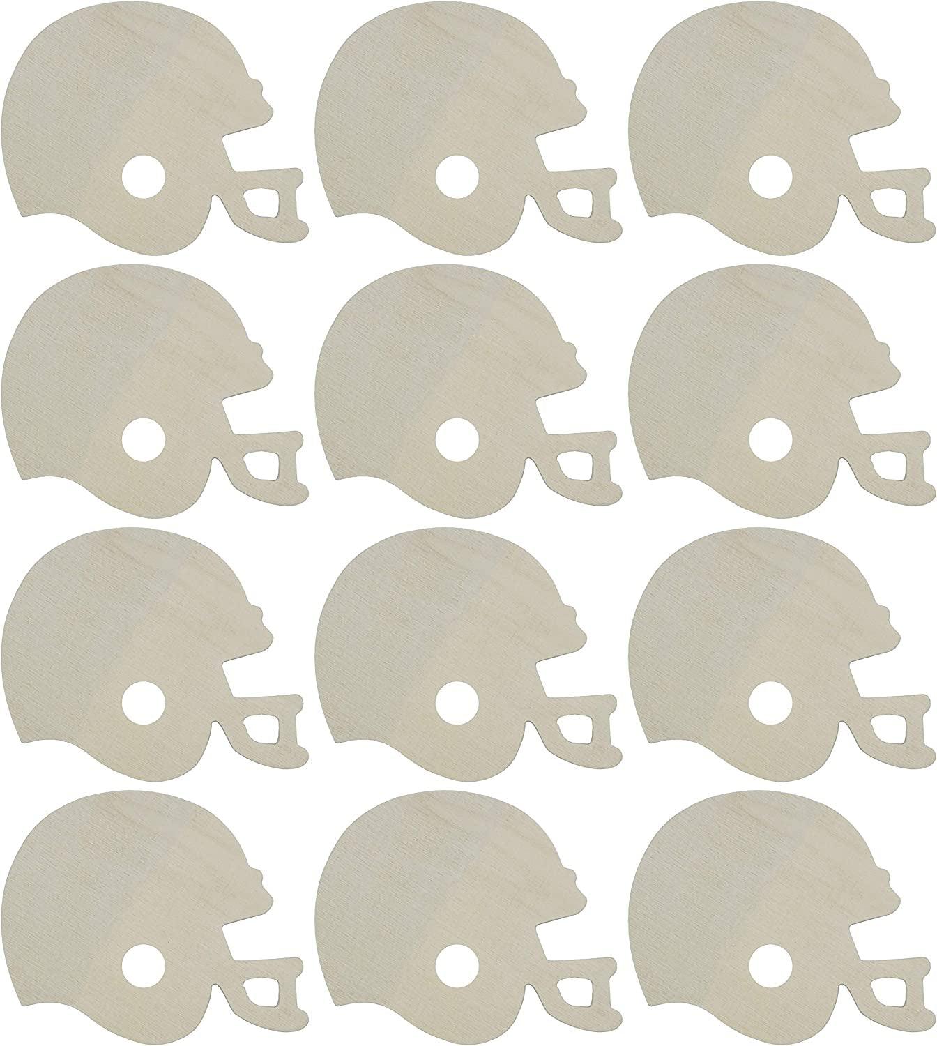 4 Inch Unfinished Wooden Football Helmet Shapes, Pack of 12, Ready to Paint or Decorate WoodArtSupply