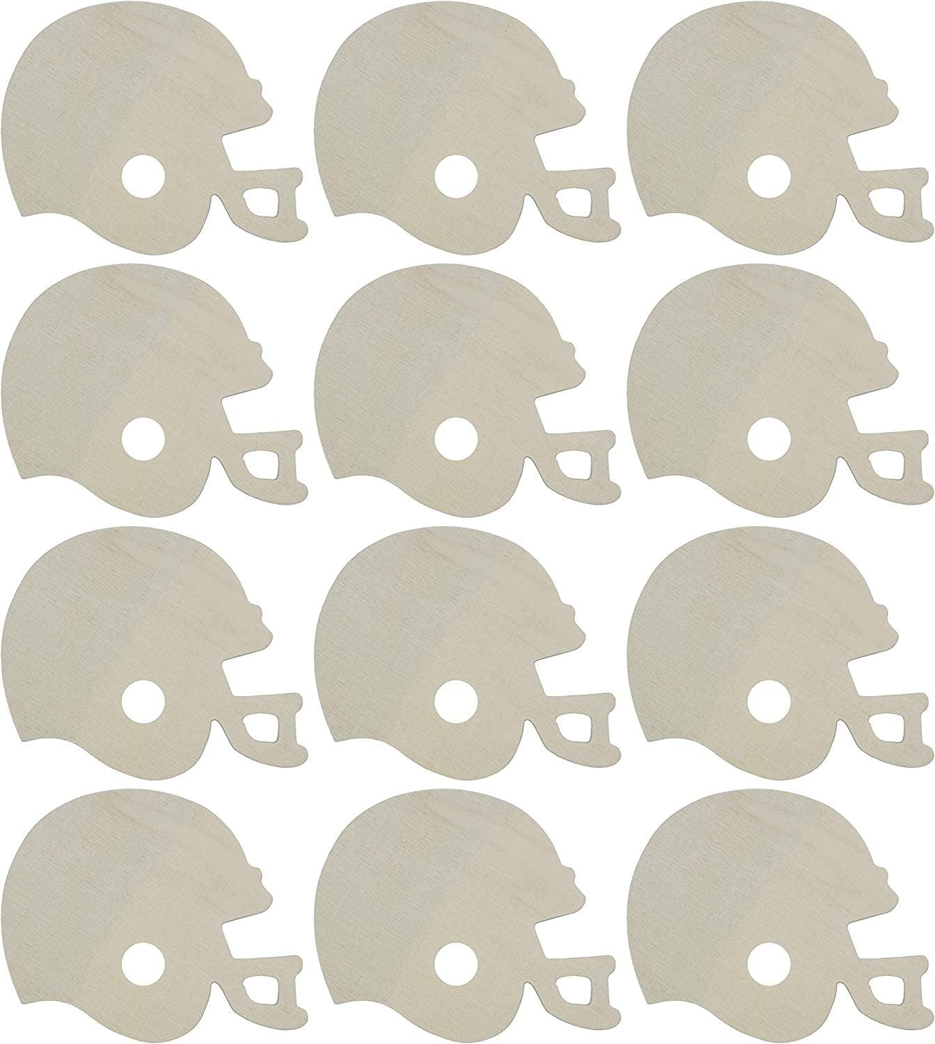 4 Inch Unfinished Wooden Football Helmet Shapes, Pack of 12, Ready to Paint or Decorate - WoodArtSupply