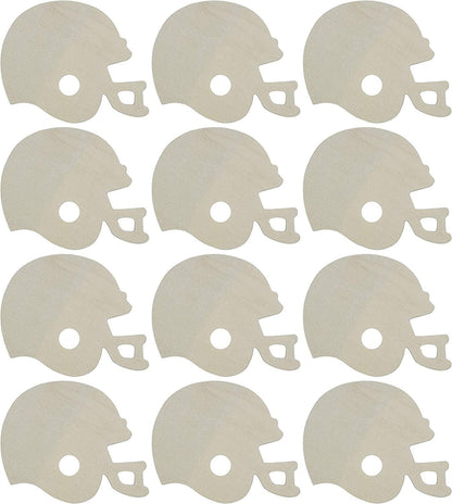 4 Inch Unfinished Wooden Football Helmet Shapes, Pack of 12, Ready to Paint or Decorate - WoodArtSupply