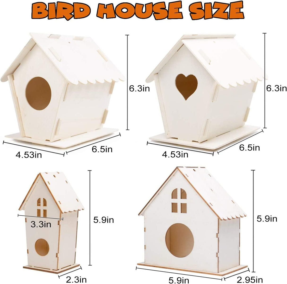 4 Pack Bird House Crafts for Kids Ages 5-8 8-12, Buildable DIY Birdhouse Kit for Children to Build WoodArtSupply