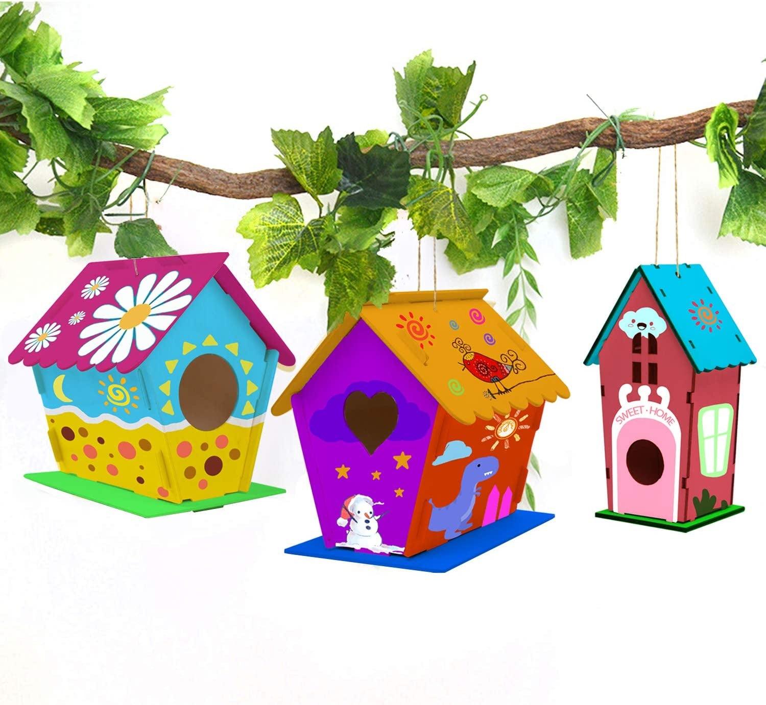 4 Pack Bird House Crafts for Kids Ages 5-8 8-12, Buildable DIY Birdhouse Kit for Children to Build - WoodArtSupply