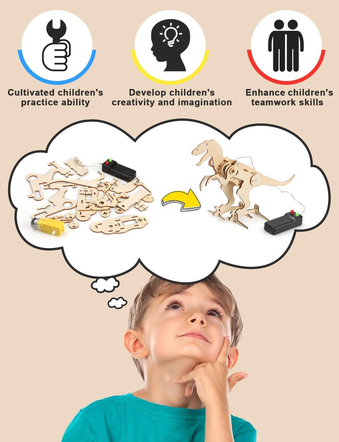 4 Pack Dinosaur Toys for Kids, STEM Kit, Boys Toys Age 8-10 Years Old, Assembly 3D Wooden Puzzle, DIY Educational Science Building WoodArtSupply