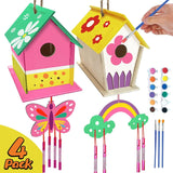 DIY Bird House and Wind Chime Craft Kit – 4 Pack Wooden Arts Set for Kids WoodArtSupply