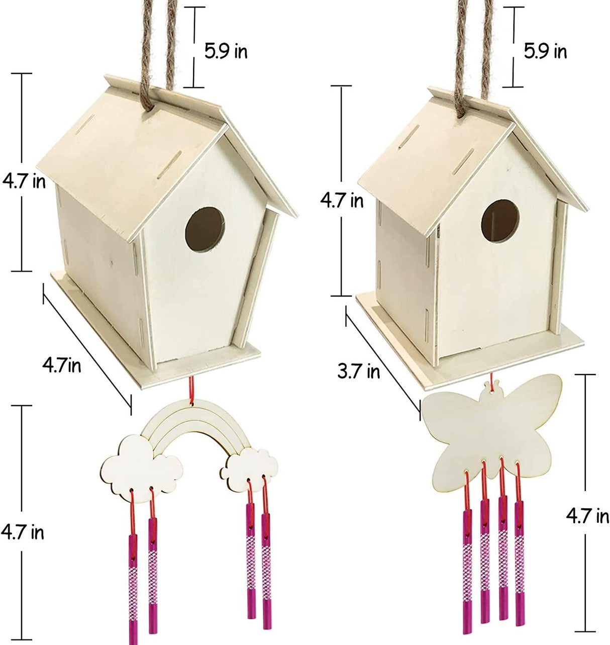 DIY Bird House and Wind Chime Craft Kit – 4 Pack Wooden Arts Set for Kids WoodArtSupply