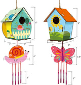 DIY Bird House & Wind Chime Craft Kit for Kids - 4 Pack Wooden Building & Painting Set WoodArtSupply