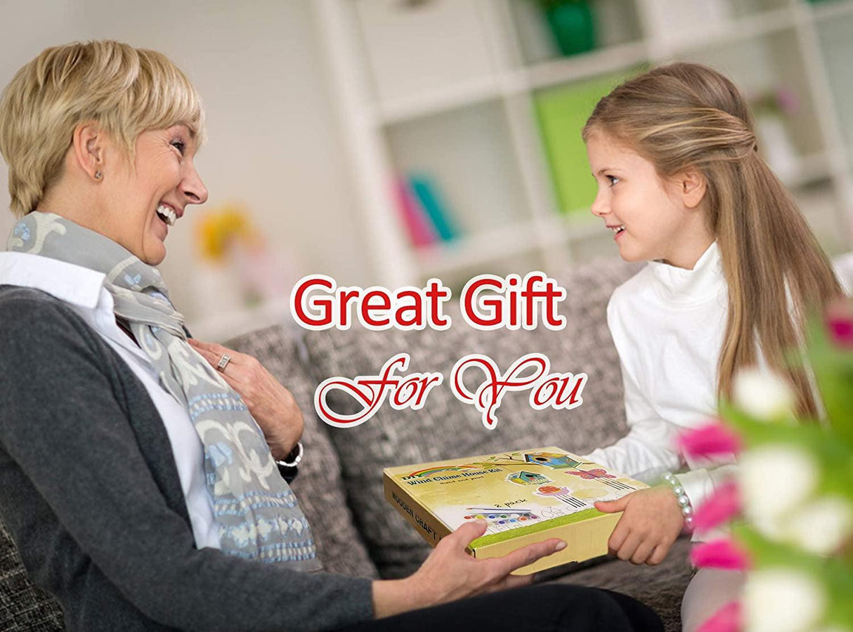 DIY Bird House & Wind Chime Craft Kit for Kids - 4 Pack Wooden Building & Painting Set WoodArtSupply