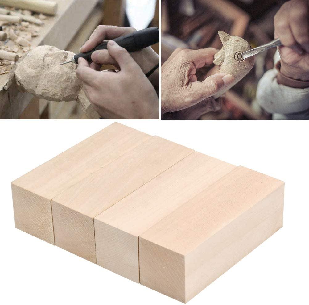 4 Pack Unfinished Basswood Carving Blocks Kit, Kiln Dried