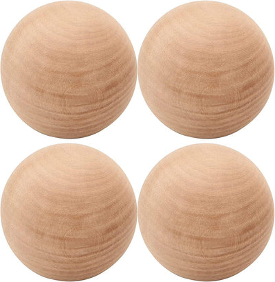 4 Pieces 3 Inch Wooden round Ball, Unfinished Natural DIY Decorative Crafting Hardwood Balls