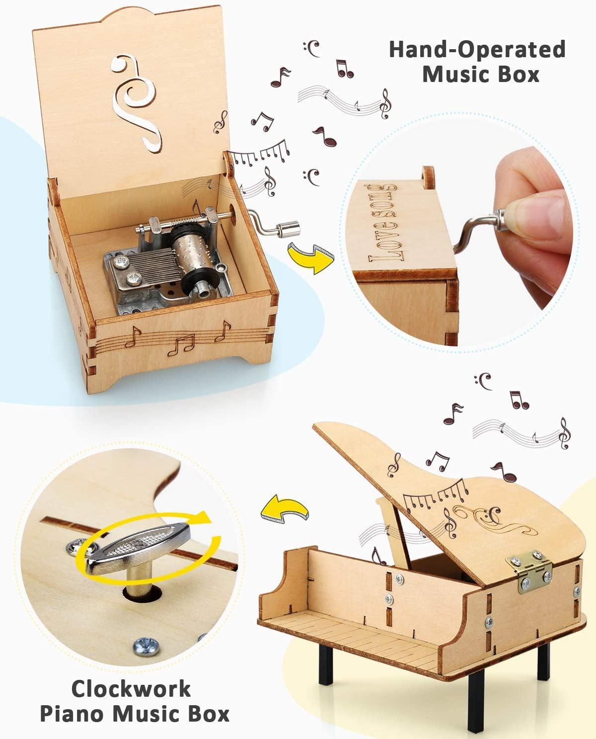 4 Set STEM Kit, Wooden Building for Kids, Robot Piggy Bank, Music Box, Password Lock Case, 3D Puzzle Educational Models DIY Toys - WoodArtSupply
