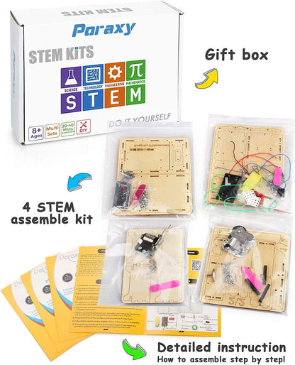 4 Set STEM Kit, Wooden Building for Kids, Robot Piggy Bank, Music Box, Password Lock Case, 3D Puzzle Educational Models DIY Toys - WoodArtSupply