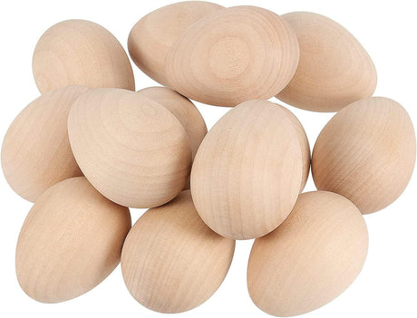 40 Pack 2-1/2 X 1-3/4" Unpainted Wooden Eggs Unfinished Wood Easter Eggs Smooth Crafts Decorations WoodArtSupply