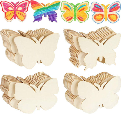 40 Pieces Butterfly Unfinished Wooden Blank Wood Slices Cutouts for Birthday DIY Painting Tags Wedding Home Decorations - WoodArtSupply