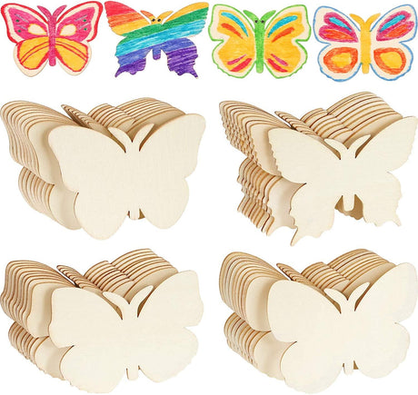 40 Pieces Butterfly Unfinished Wooden Blank Wood Slices Cutouts for Birthday DIY Painting Tags Wedding Home Decorations WoodArtSupply