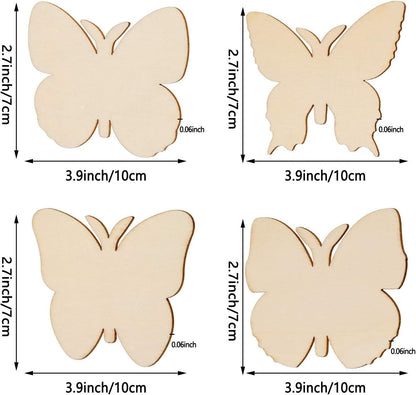 40 Pieces Butterfly Unfinished Wooden Blank Wood Slices Cutouts for Birthday DIY Painting Tags Wedding Home Decorations - WoodArtSupply