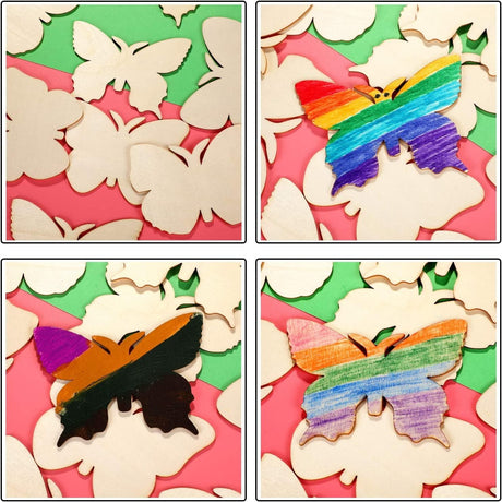 40 Pieces Butterfly Unfinished Wooden Blank Wood Slices Cutouts for Birthday DIY Painting Tags Wedding Home Decorations WoodArtSupply