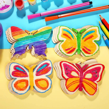 40 Pieces Butterfly Unfinished Wooden Blank Wood Slices Cutouts for Birthday DIY Painting Tags Wedding Home Decorations WoodArtSupply