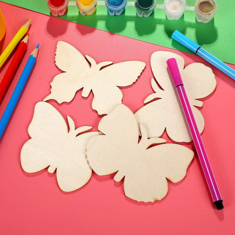 40 Pieces Butterfly Unfinished Wooden Blank Wood Slices Cutouts for Birthday DIY Painting Tags Wedding Home Decorations WoodArtSupply
