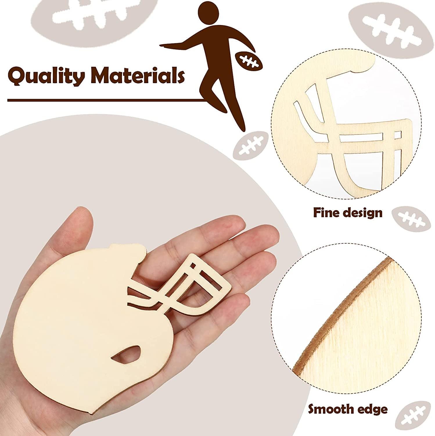40 Pieces Football Theme Unfinished Wood Football Helmet Shaped Wood Slices Wooden Sports Cutout Football - WoodArtSupply