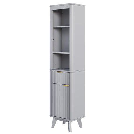 Tall Bathroom Storage Cabinet With Adjustable Shelves And 1 Drawer & Door HouseOfZazla