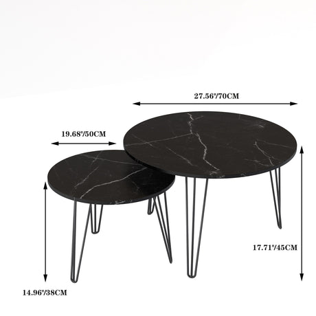 Round Nesting Coffee Table For Living Room (Set of 2) HouseOfZazla