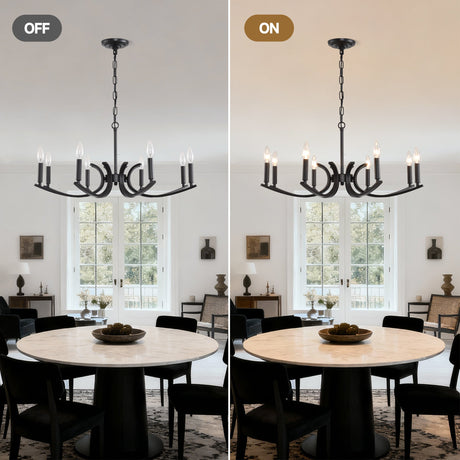 8-Light Farmhouse Chandelier, Black Metal HouseOfZazla