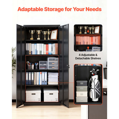 Metal Storage Cabinet, 68.9 in Lockable Steel Garage Cabinet HouseOfZazla