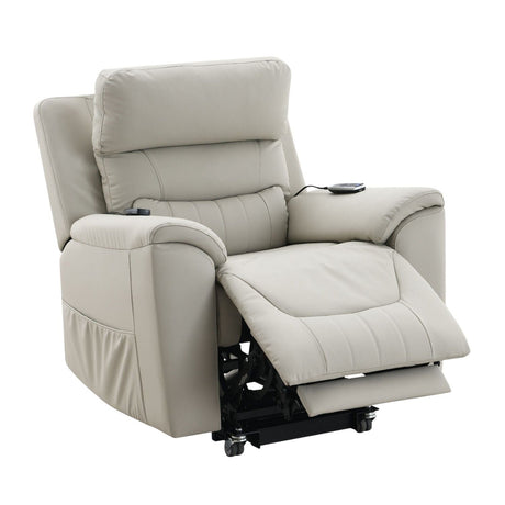 Marsha Silicone Synthetic Leather Power Motion Recliner with Lift Heating Massage Chair - Light Gray HouseOfZazla