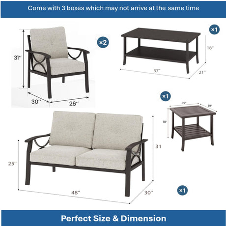 Patio Furniture Set with Coffee Table and Cushions for Backyard HouseOfZazla